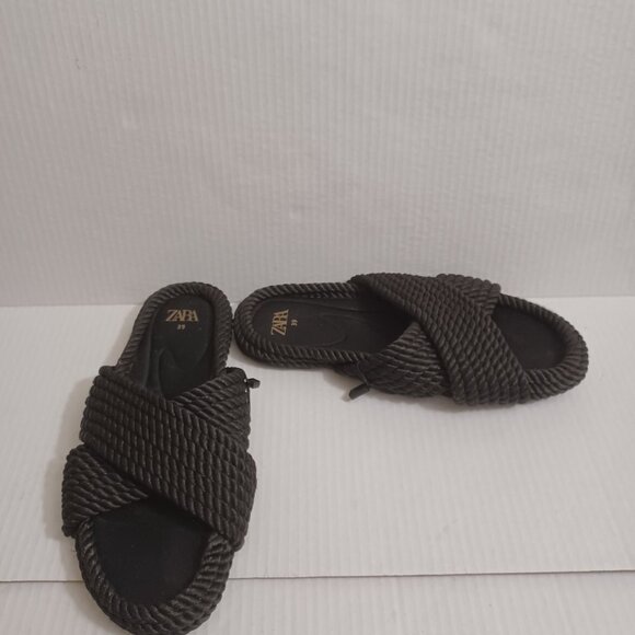ZARA ROPE SLIDE SANDALS BLACK SIZE 39 - Picture 7 of 12
